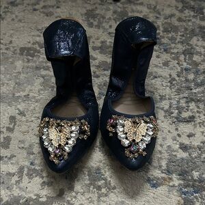 Elegant Navy Embellished Women's Shoes
